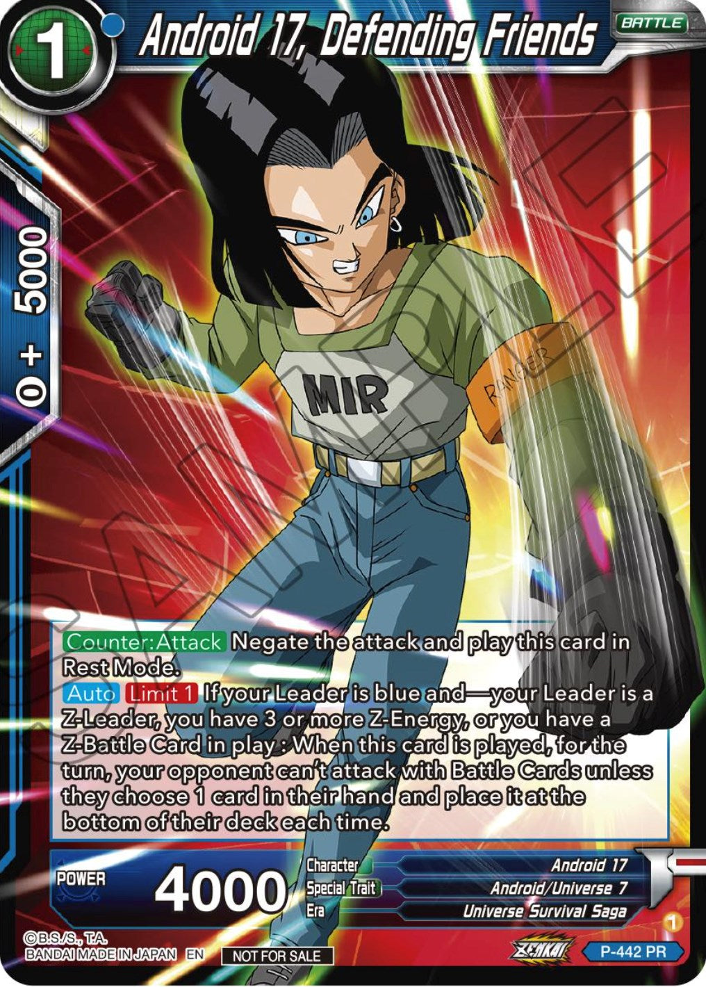 Android 17, Defending Friends (Zenkai Series Tournament Pack Vol.2) (P-442) [Tournament Promotion Cards]