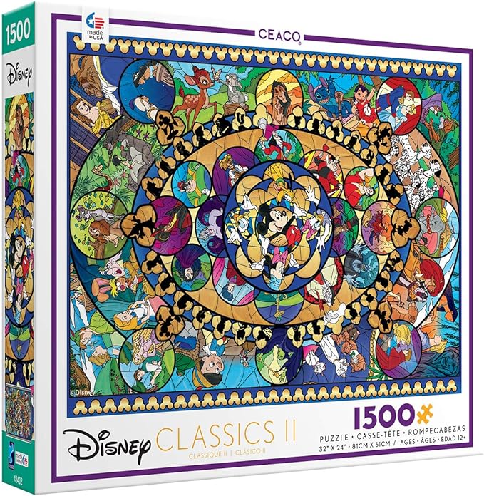 Disney 3402-4 Puzzle ovale en vitrail 1500 pièces