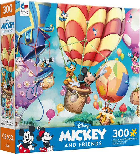 Ceaco - Disney Mickey's Air Balloon - 300 Large Piece Puzzle for Adults | Made in USA, Includes Poster, Giftable, Frameable