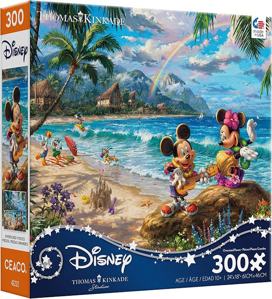 Ceaco - Thomas Kinkade - Disney Dreams Collection - Mickey and Minnie in Hawaii - Oversized 300 Piece Jigsaw Puzzle