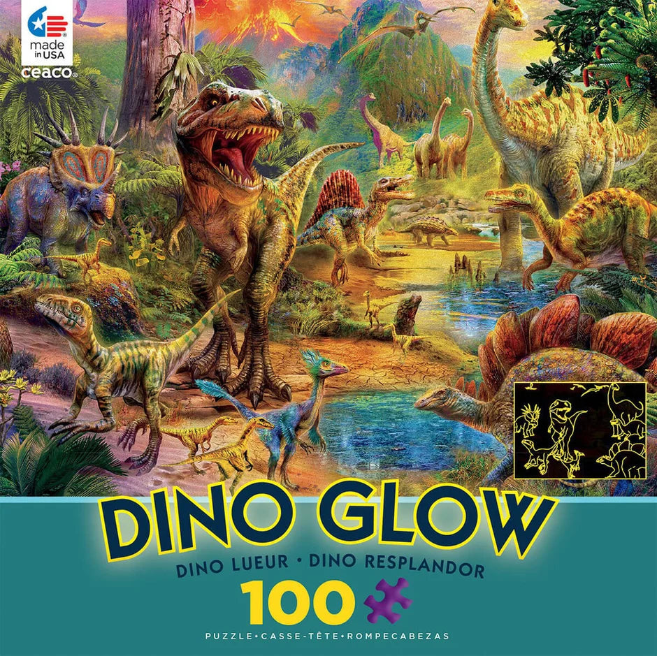 Ceaco Dino Glow Dino Landscape 100 Piece Jigsaw Puzzle