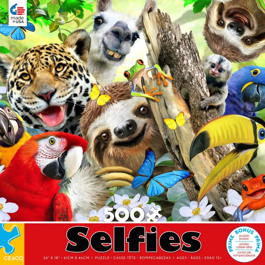 500 Piece Sloth and Friends Selfies Jigsaw Puzzle