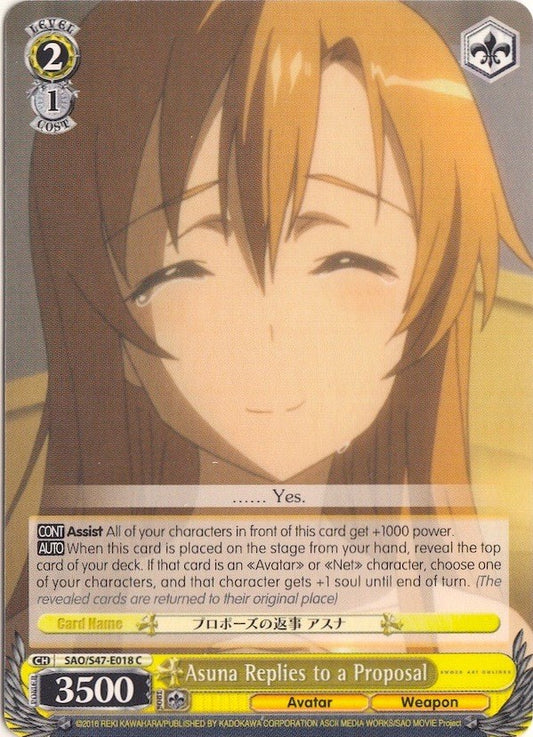 Asuna Replies to a Proposal (SAO/S47-E018 C) [Sword Art Online Re: Edit]