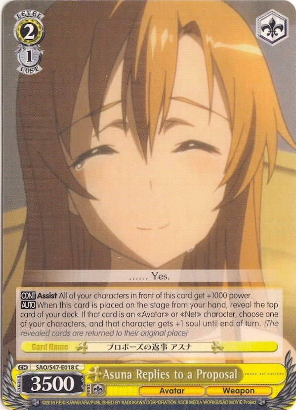 Asuna Replies to a Proposal (SAO/S47-E018 C) [Sword Art Online Re: Edit]